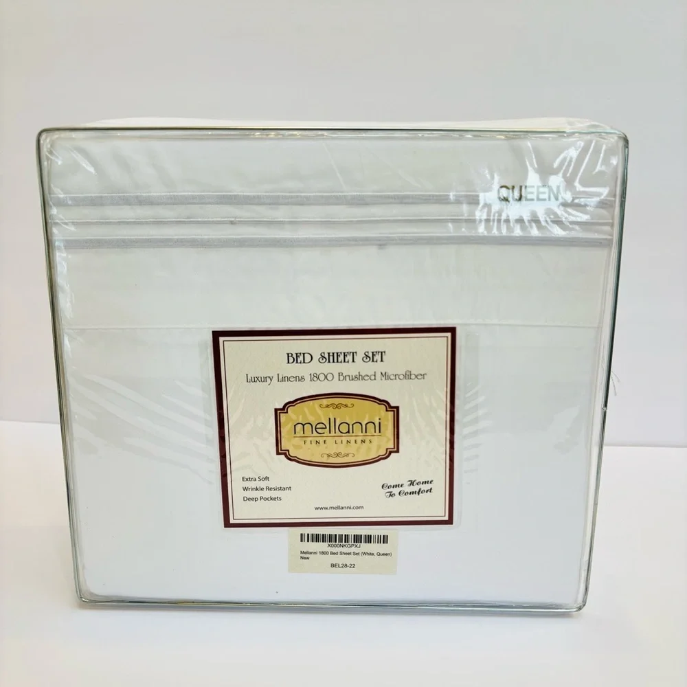 Mellanni Luxury Linens 1800 Brushed Microfiber 4 pc. Sheet Set Queen White NEW